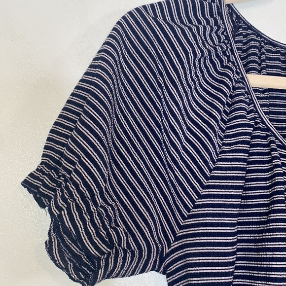 Texture & Thread Madewell Stripe Peasant Visit Top Deep Navy Ellis Stripe- Sz M - Picture 5 of 10